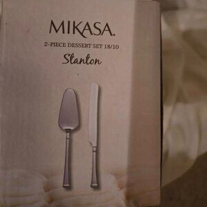 Mikasa Stanton 2pc 18/10 Stainless Steel Dessert Set Pie Server & Cake Knife NIB